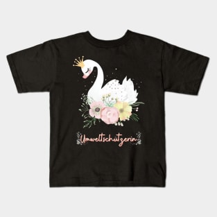 Schwan Umwelt Schutz Prinzessin Blumen Süß Kids T-Shirt